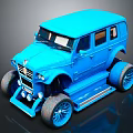 Blue Vintage Toy Car With Large Wheels And Retro Body Design