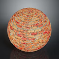 Brick Sphere Crafted From Orange Red Bricks With Gray Mortar And Shiny Finish