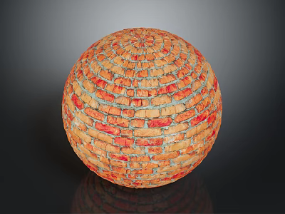 Brick Sphere Crafted From Orange Red Bricks With Gray Mortar And Shiny Finish 3d model