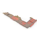 Traditional Architectural Eave Corner With Intricate Red And Golden Decorative Carvings
