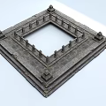 Ancient Architecture Square Shaped Stone Base With Multi Tiered Steps And Railing 3d model