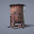 Old Rusty Metal Stove With Legs And Grate For Home Daily Use