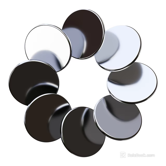 Industrial Equipment Components With Metallic Reflective Circular Discs Arrangement 3d model 