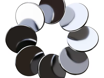 Industrial Equipment Components With Metallic Reflective Circular Discs Arrangement 3d model