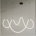 Modern Curved White LED Chandelier with Sleek Lines and Ambient Lighting