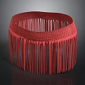 Stylish Red Woven Household Decor With Fringe Details And Circular Shape