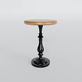 Round Wooden Top Side Table With Decorative Black Pedestal Base Design 3d model