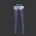 Slim Fit Purple Leggings with White Waistband and Black Belt Design