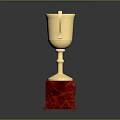 Elegant Gold Trophy With Red Base And Metal Nameplate For Daily Life Supplies