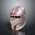Detailed Ancient Metal Helmet With Carved Patterns For Medieval Weapon Gear