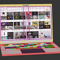 Modern Electronic Laptop Device Displaying Multiple Clear Product Images On Screen