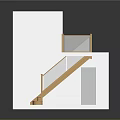 Architectural Model Structure Featuring Two Story Design With Wooden Staircase And White Frame Platform