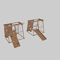Wooden Kids Indoor Climbing Frame With Swing Slide Rock Wall And Rope Net