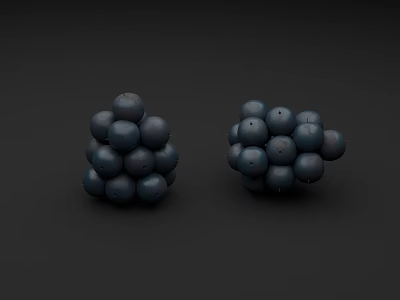 Two Bunches of Deep Blue Round Fresh Blueberries on Dark Background 3d model
