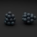 Two Bunches of Deep Blue Round Fresh Blueberries on Dark Background
