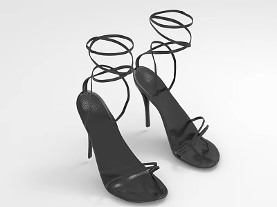 Women's Stylish Black Stiletto Heels With Wrap around Straps Design 3d model