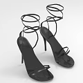 Women's Stylish Black Stiletto Heels With Wrap around Straps Design
