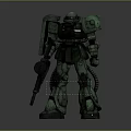 Green Mech Warrior Robot Character Holding Gun In Standing 3D Render 3d model