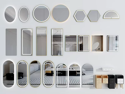 Different Shaped Decorative Wall Mirrors And Home Furniture Design Ideas 3d model
