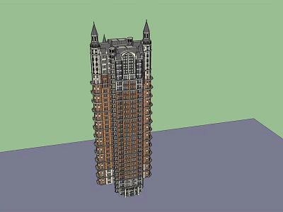 Tall Building Architectural Model Featuring Spires Intricate Exterior And Multiple Floors 3d model