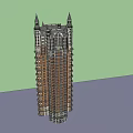 Tall Building Architectural Model Featuring Spires Intricate Exterior And Multiple Floors