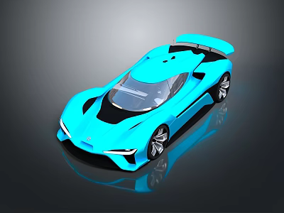 Blue Sports Car With Sleek Aerodynamic Design Rear Spoiler And Stylish Wheels 3d model