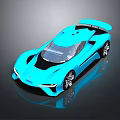 Blue Sports Car With Sleek Aerodynamic Design Rear Spoiler And Stylish Wheels