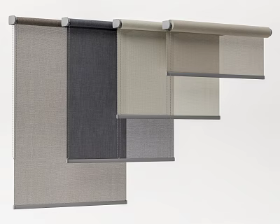 Modern Fabric Roller Blinds In Neutral Tones With Sleek Design For Home Decoration 3d model