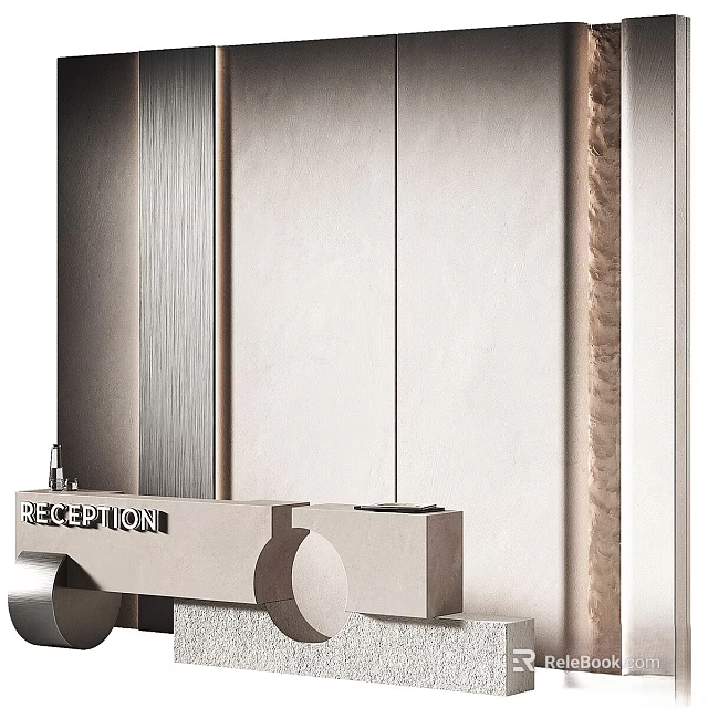 Sleek Modern Reception Desk With Metal Frame Marble Top And Reception Sign 3d model 