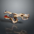 Fantasy Ornate Bone Weapon With Metal Components And Red Glowing Core Design