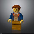 Lego Minifigure With Red Hair Smiling Face Blue Jacket And Orange Pants