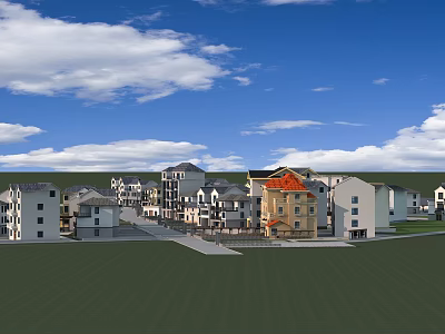 Modern Residential Buildings With Stylish Hinged Doors And Exterior Design 3d model