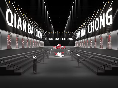 QIAN BAI CHONG Runway Show Stage With Models Lighting And Decor Ambiance 3d model
