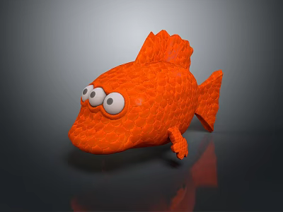 Cute Orange Fish Shaped Toy With Big Eyes And Scaly Texture Design 3d model