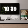 Modern Living Room TV Stand Interior Design With TV Decorative Painting And Vase
