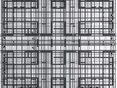Industrial Metal Piping System Structural Grid Layout Design with Interconnected Elements 3d model