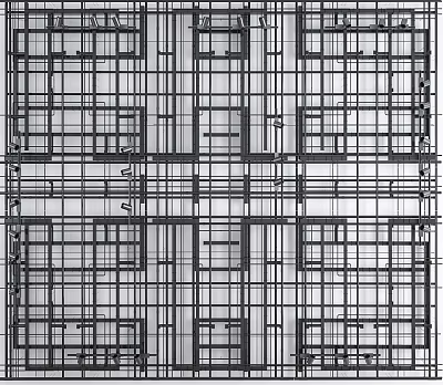 Industrial Metal Piping System Structural Grid Layout Design with Interconnected Elements 3d model