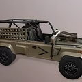 Military Green Functional Off Road Vehicle With Open Top Camouflage Details And Large Tires