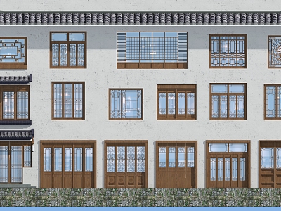 Ancient doors and windows, ancient windows, ancient doors, wooden windows, flower windows, ancient built doors and windows 3d model