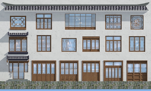 Ancient doors and windows, ancient windows, ancient doors, wooden windows, flower windows, ancient built doors and windows 3d model