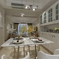 Modern Dining Living Room Interior Design With White Cabinets Glass Doors And Marble Table