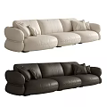Modern Three Seater Leather Sofa In Beige And Brown With Soft Cushions