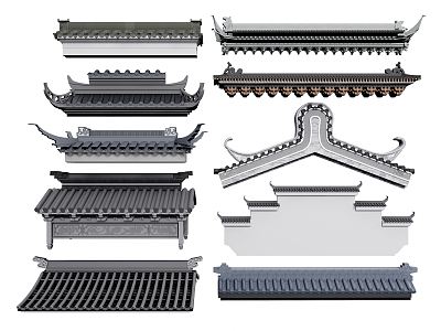 Chinese-style Eaves Building Components Eaves Components Ancient Building Door Head model