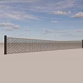 Outdoor Tennis Court With Net And Smooth Surface Under Blue Sky
