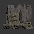 Modern Decorative Rock Structure With Irregular Stone Design And Open Center 3d model