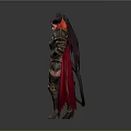 Fantasy Demoness Character With Red Horns Red Wings Armor And Red Hair