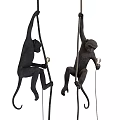 Unique Shaped Monkey Design Pendant Light With Ropes And Bulbs For Interior Decor 3d model