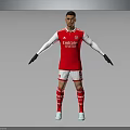 Arsenal Football Player 3D Model Wearing Red Jersey White Shorts Black Gloves With Grey Background