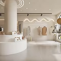 Elegant Modern Clothing Store Interior With Hanging Garments And Display Stands