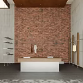 Modern Clothing Store Interior With Brick Wall Wooden Racks And Fashion Display Areas